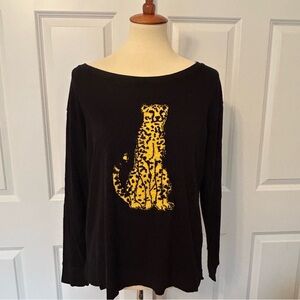 Black Leopard Appliqué Lightweight Sweatshirt